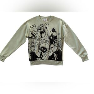 2/$14 ❤️ Looney Tunes Juniors Green Sweatshirt Sz M NWT